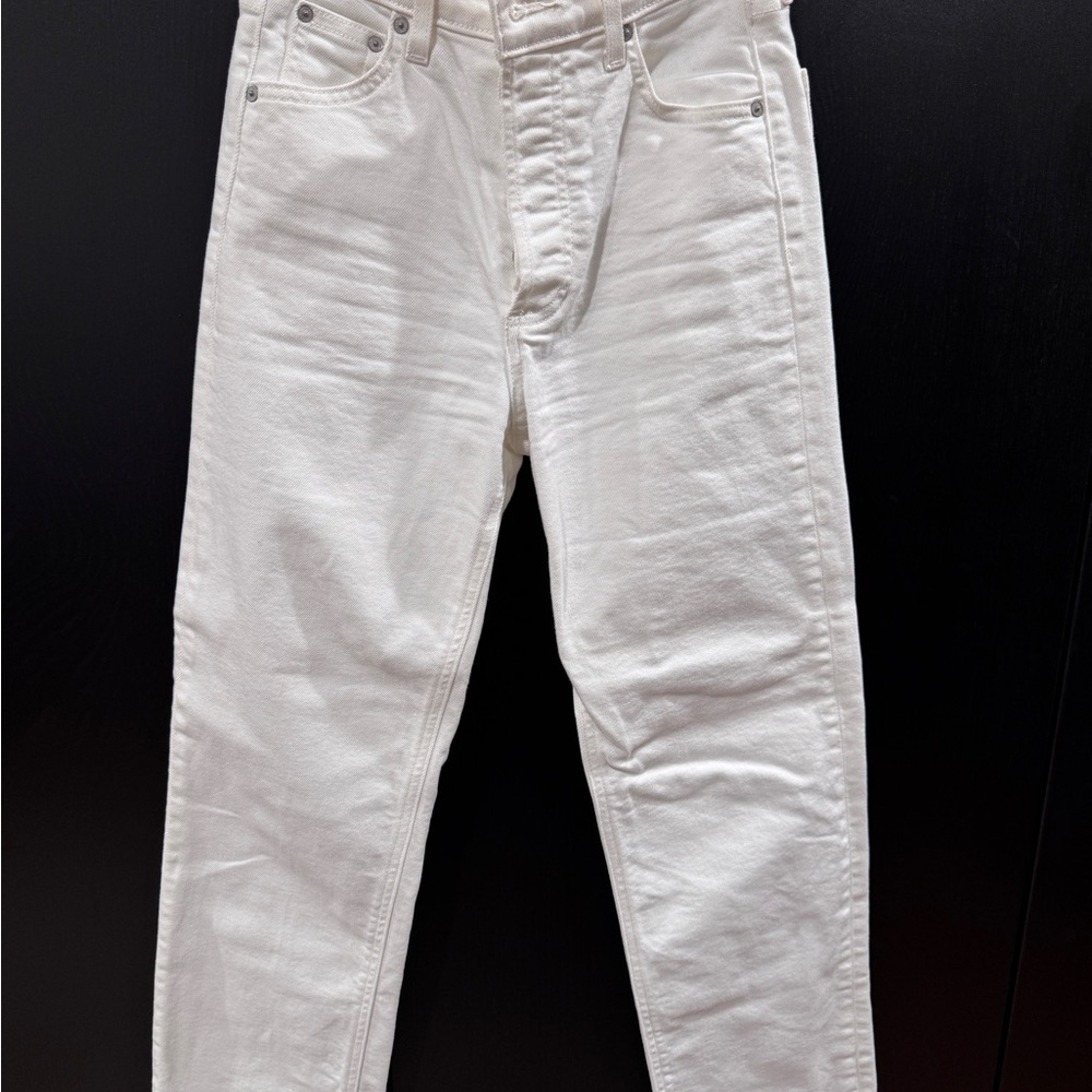 Denim Forum White Slim Straight Jeans